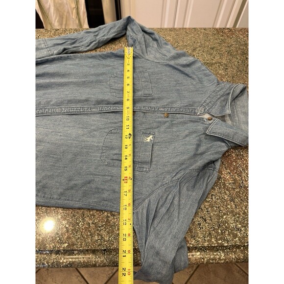 VTG Y2K Abercrombie & Fitch Muscle Blue Chambray Button Up Shirt M Work wear - Picture 7 of 9